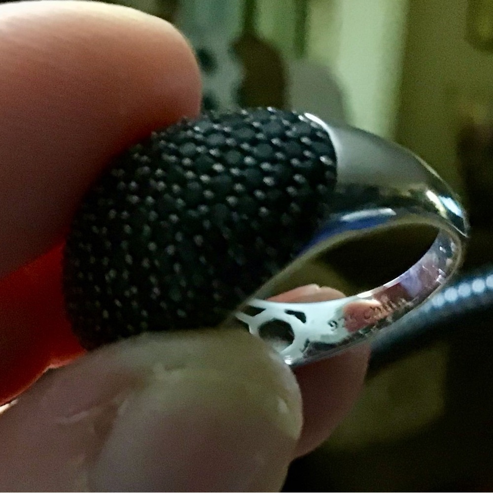 JTV Black Spinel Dome Silver Ring